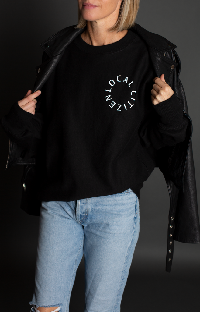 White Logo Crew In Black