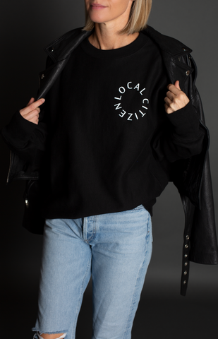 White Logo Crew In Black