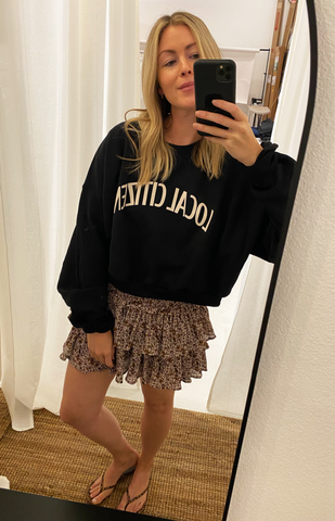 Cropped College Crew in Black