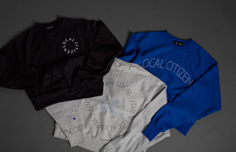 Cropped White Logo Crew in Black